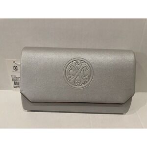 CXL‎ by Christian Lacroix Madison Smooth Silver Clutch w/ Detachable Chain New